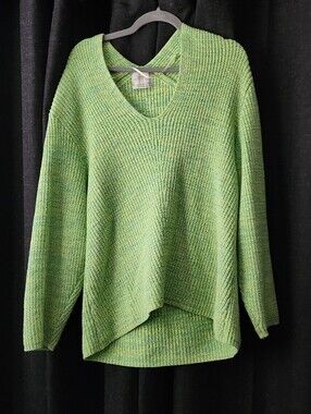 Urban Outfitters Green Textured Knit Sweater | Ribbed Crewneck Pullover | Size S